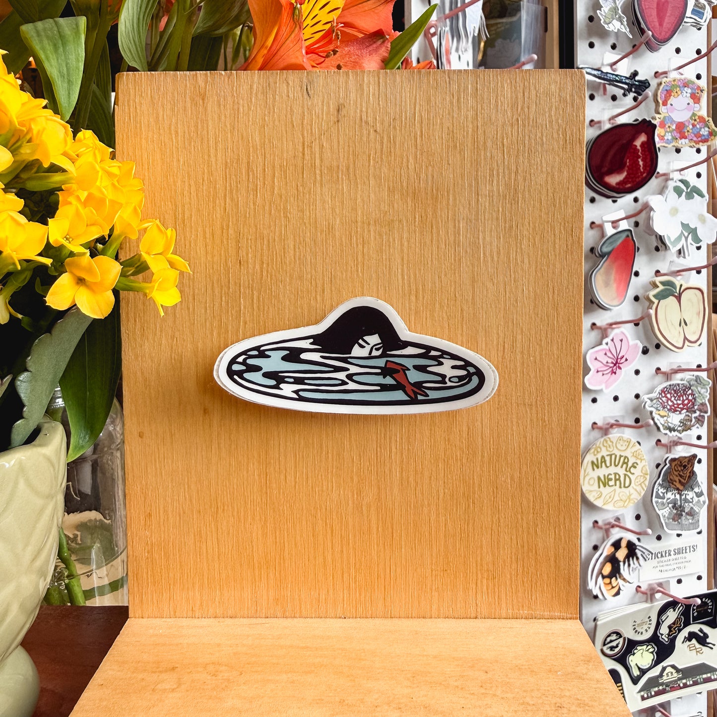 koi & woman sticker