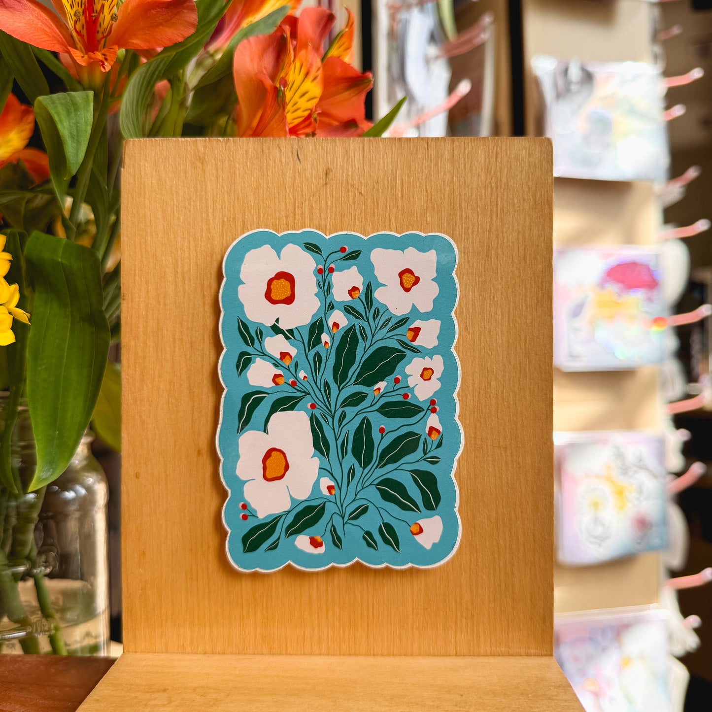 sea green vintage floral sticker