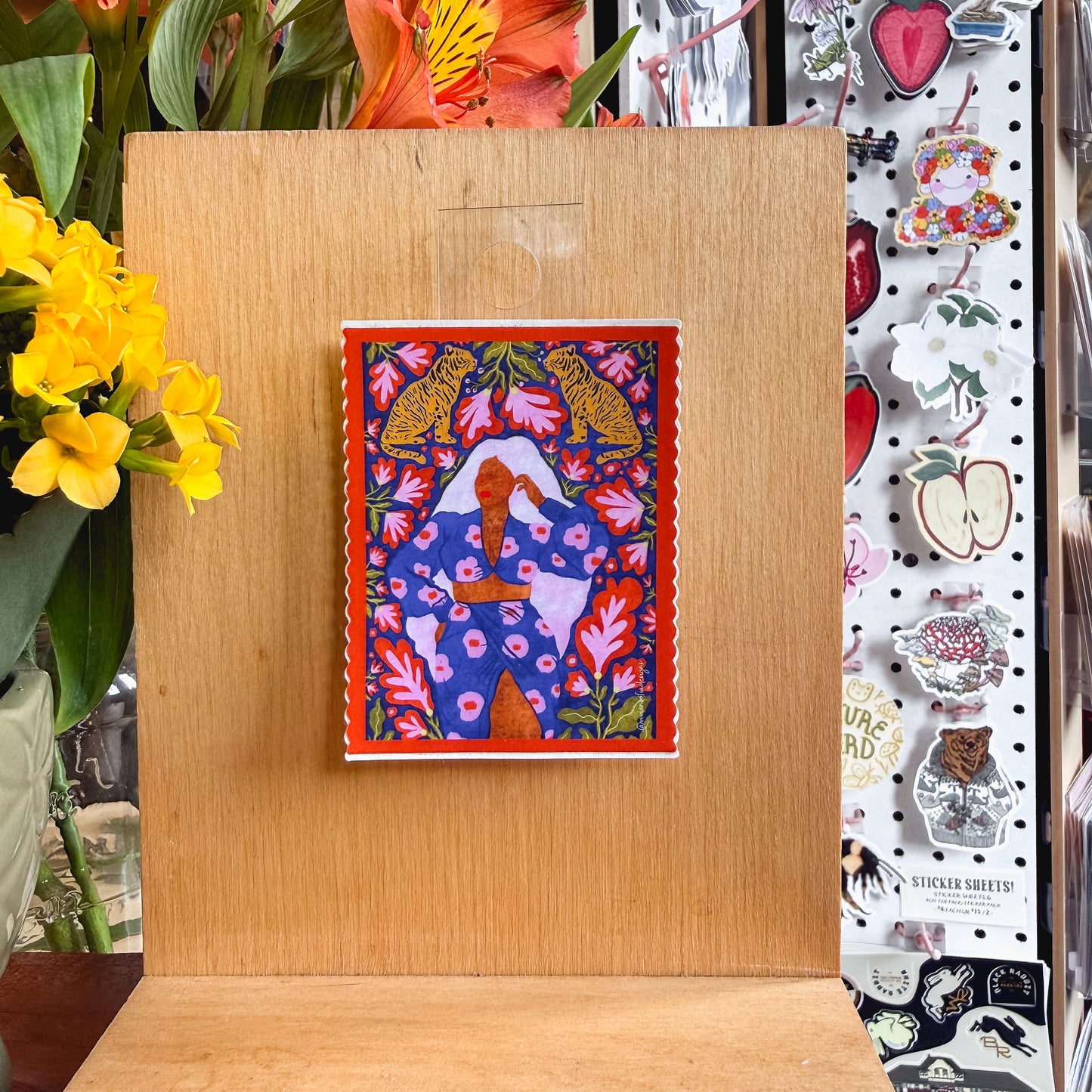 flower power suit stamp sticker