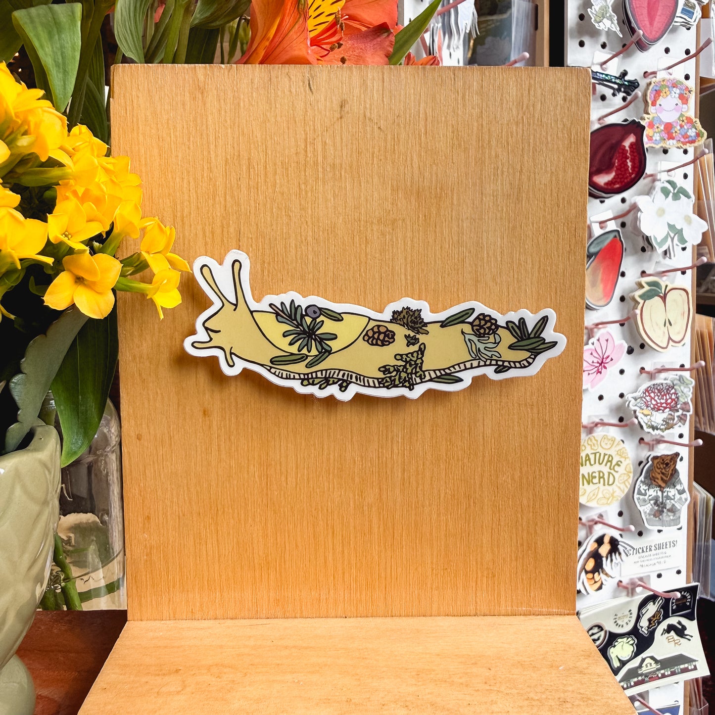 slug with leaves sticker
