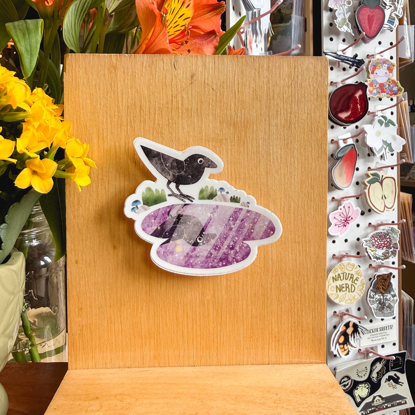 crow reflection sticker