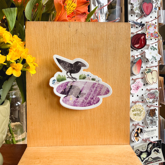 crow reflection sticker
