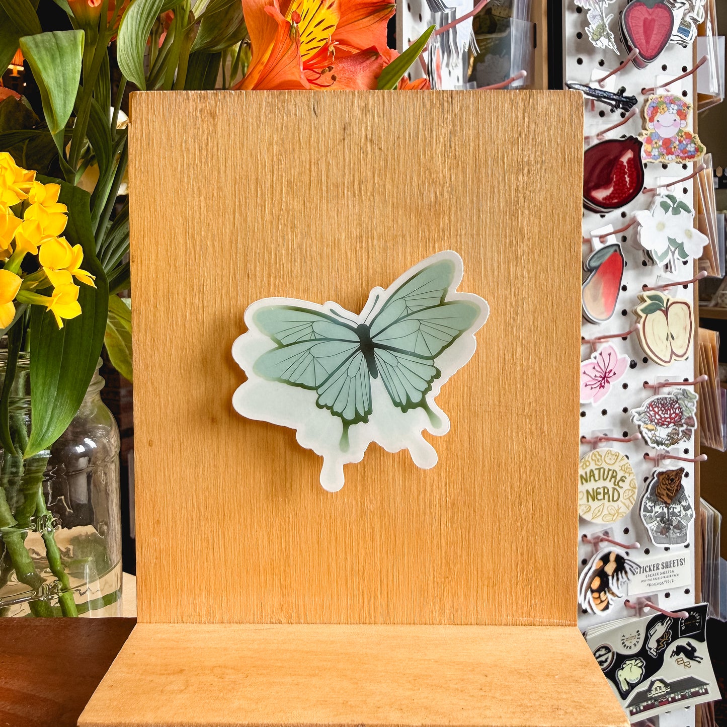 green angelic butterfly transparent sticker