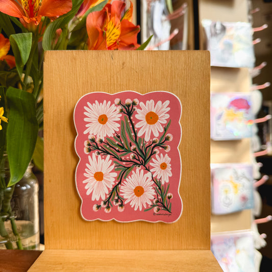 pink vintage floral sticker