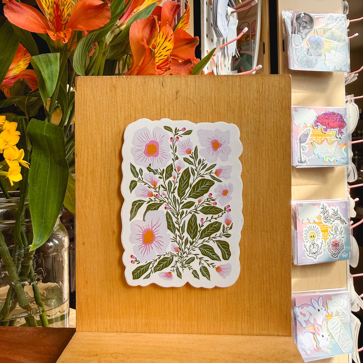 white vintage floral sticker
