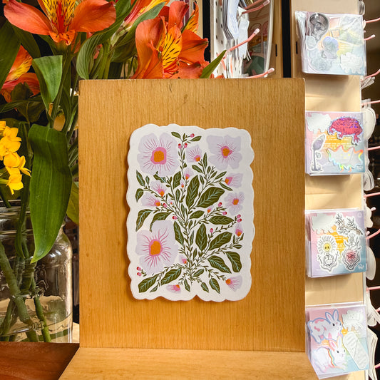 white vintage floral sticker
