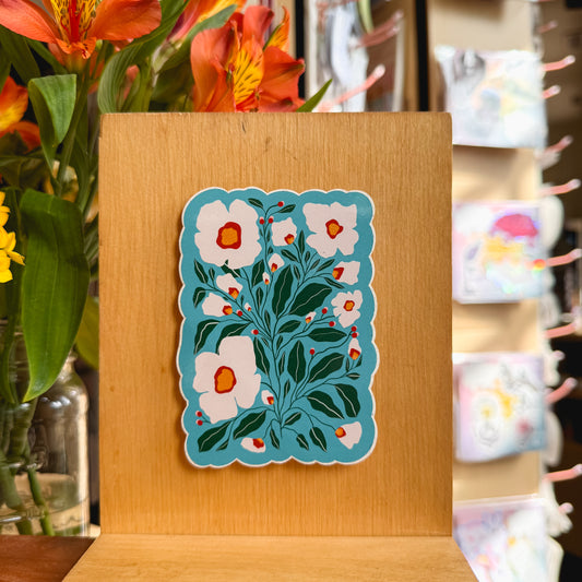 sea green vintage floral sticker