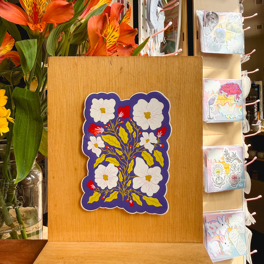 blue vintage floral sticker